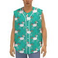 Doodle Unicorn Pattern Print Sleeveless Baseball Jersey