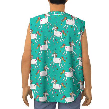 Doodle Unicorn Pattern Print Sleeveless Baseball Jersey
