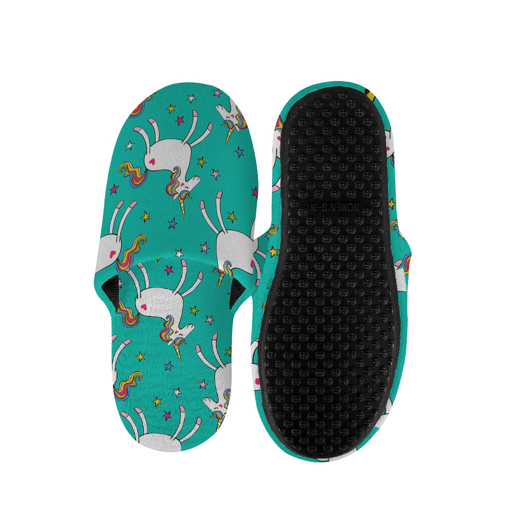 Doodle Unicorn Pattern Print Slippers