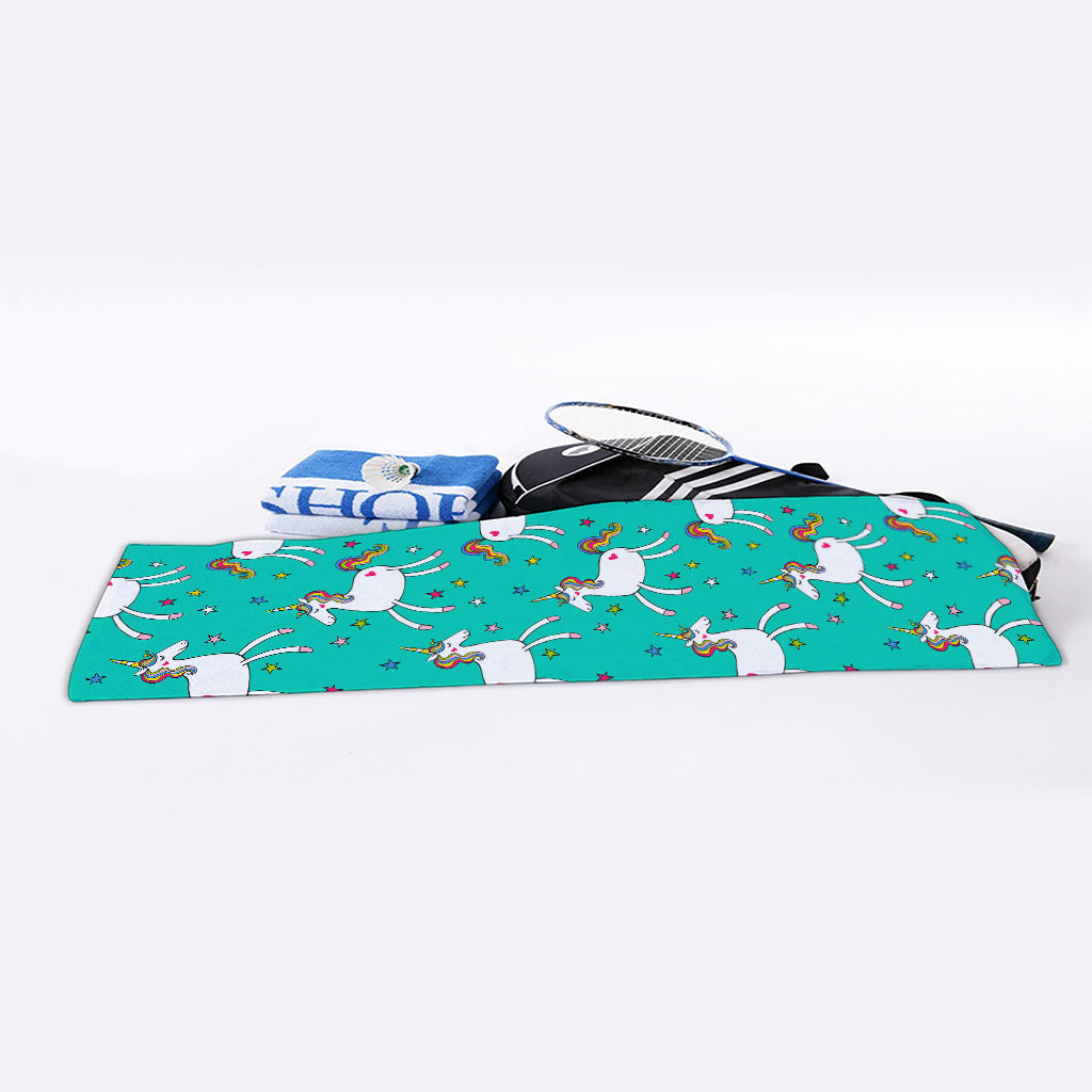Doodle Unicorn Pattern Print Sports Towel