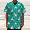 Doodle Unicorn Pattern Print Textured Short Sleeve Shirt