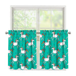 Doodle Unicorn Pattern Print Tier Curtains