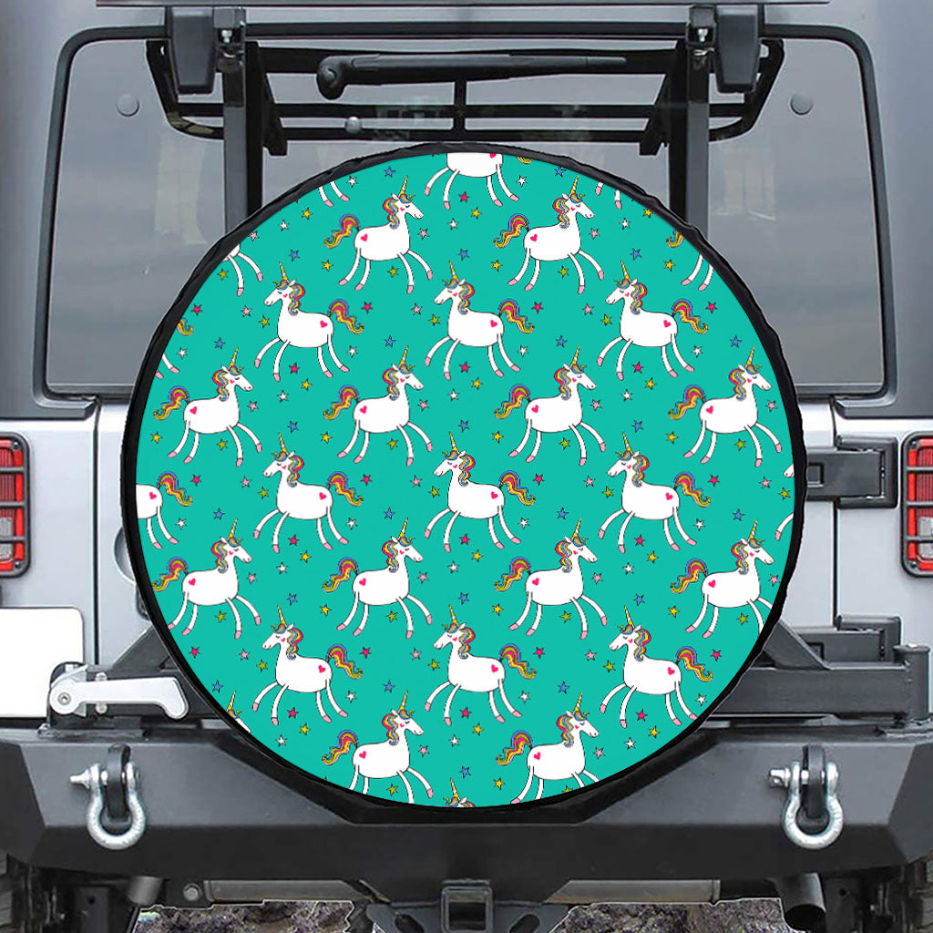 Doodle Unicorn Pattern Print Tire Cover