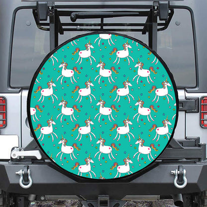 Doodle Unicorn Pattern Print Tire Cover