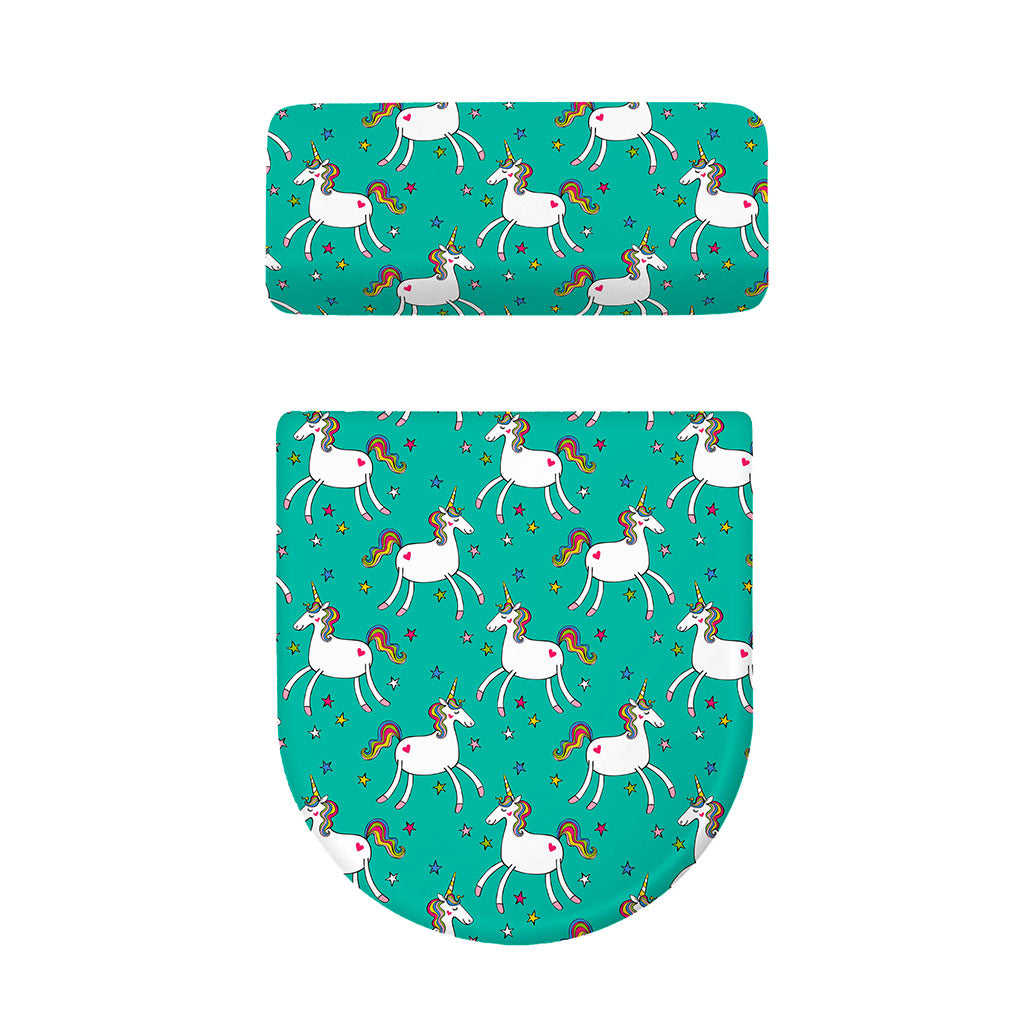 Doodle Unicorn Pattern Print Toilet Lid And Tank Cover Set