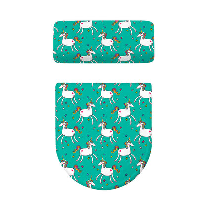 Doodle Unicorn Pattern Print Toilet Lid And Tank Cover Set