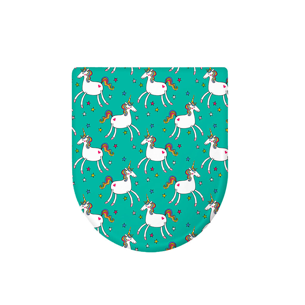 Doodle Unicorn Pattern Print Toilet Lid Cover