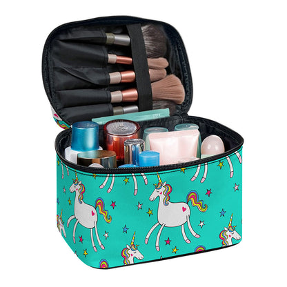 Doodle Unicorn Pattern Print Travel Makeup Bag