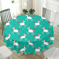 Doodle Unicorn Pattern Print Waterproof Round Tablecloth