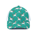 Doodle Unicorn Pattern Print White Mesh Trucker Hat