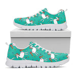 Doodle Unicorn Pattern Print White Running Shoes