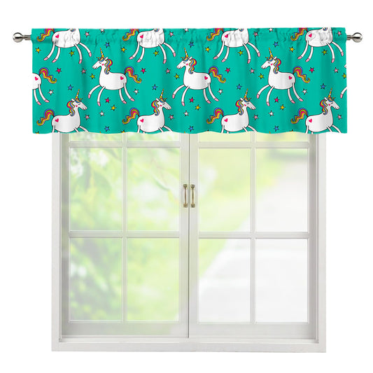 Doodle Unicorn Pattern Print Window Valance