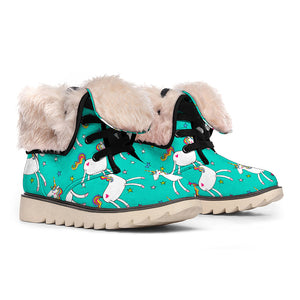 Doodle Unicorn Pattern Print Winter Boots