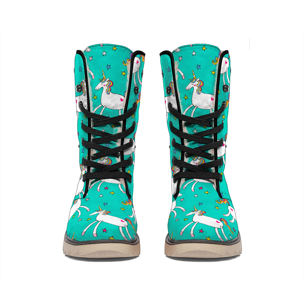 Doodle Unicorn Pattern Print Winter Boots