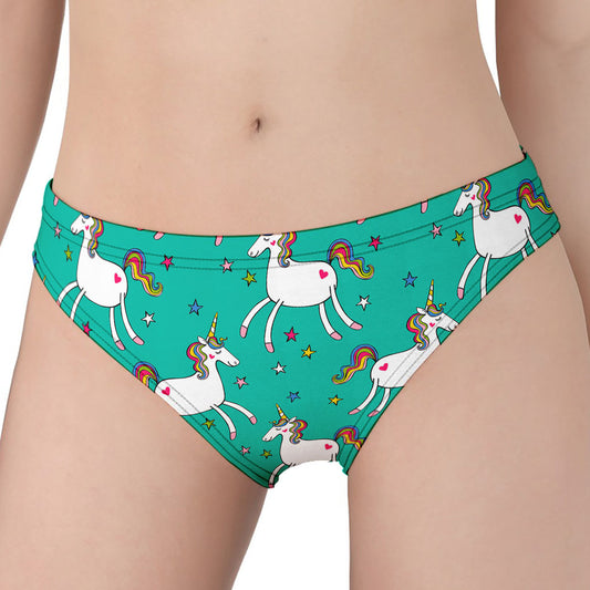 Doodle Unicorn Pattern Print Women's Panties