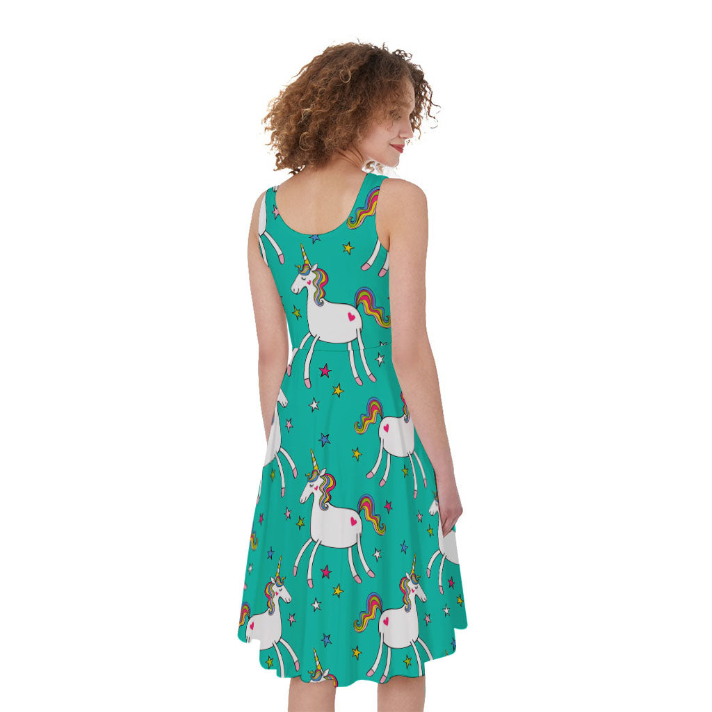 Doodle Unicorn Pattern Print Women's Sleeveless Dress