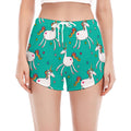 Doodle Unicorn Pattern Print Women's Split Running Shorts