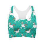 Doodle Unicorn Pattern Print Women's Sports Bra