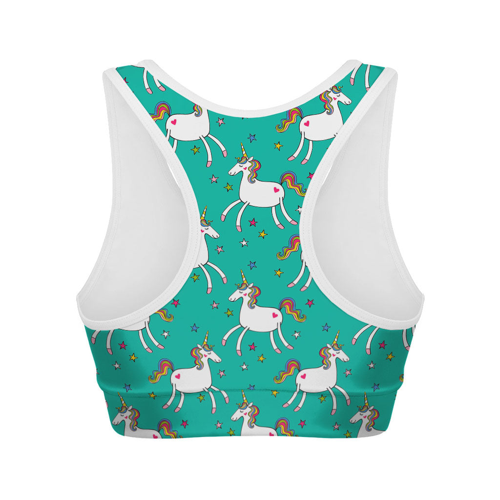 Doodle Unicorn Pattern Print Women's Sports Bra