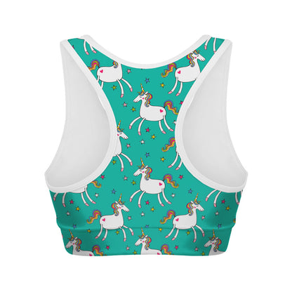 Doodle Unicorn Pattern Print Women's Sports Bra