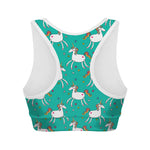 Doodle Unicorn Pattern Print Women's Sports Bra