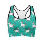 Doodle Unicorn Pattern Print Women's Sports Bra