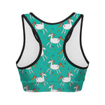 Doodle Unicorn Pattern Print Women's Sports Bra