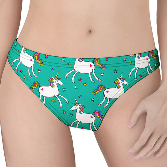Doodle Unicorn Pattern Print Women's Thong