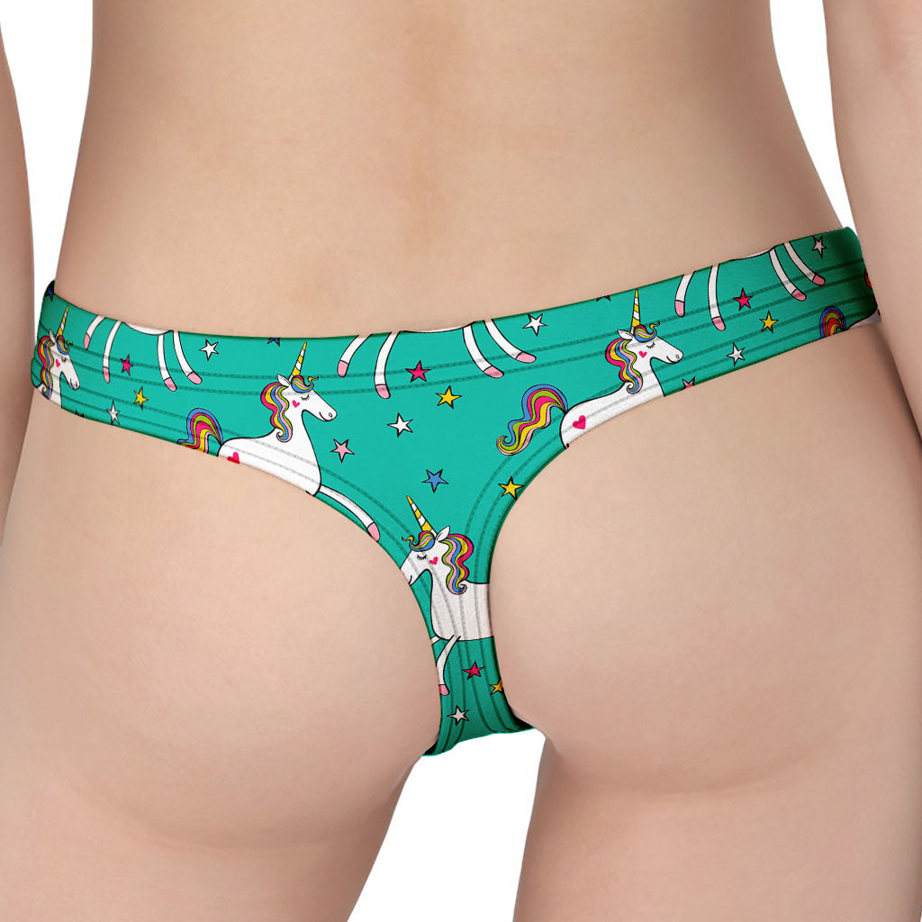 Doodle Unicorn Pattern Print Women's Thong