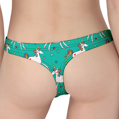 Doodle Unicorn Pattern Print Women's Thong