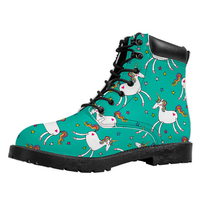 Doodle Unicorn Pattern Print Work Boots