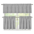 Doodle Windowpane Pattern Print 3 Piece Kitchen Curtains