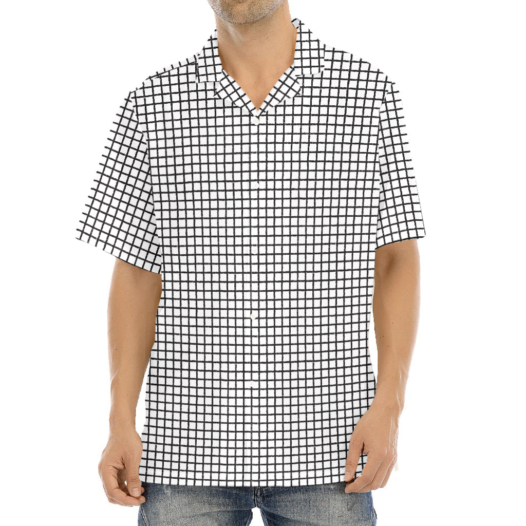 Doodle Windowpane Pattern Print Aloha Shirt