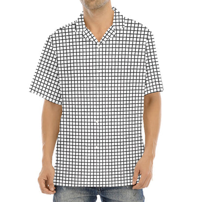 Doodle Windowpane Pattern Print Aloha Shirt