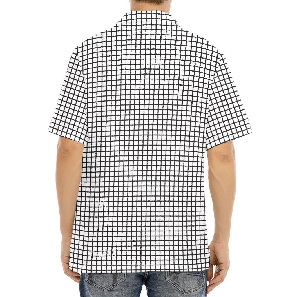 Doodle Windowpane Pattern Print Aloha Shirt