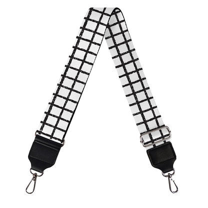 Doodle Windowpane Pattern Print Bag Strap