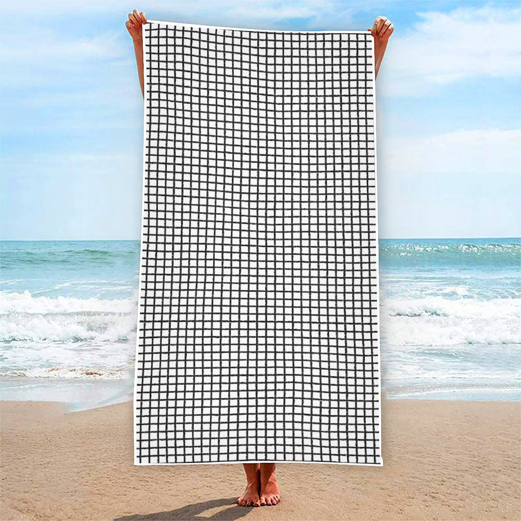 Doodle Windowpane Pattern Print Beach Towel