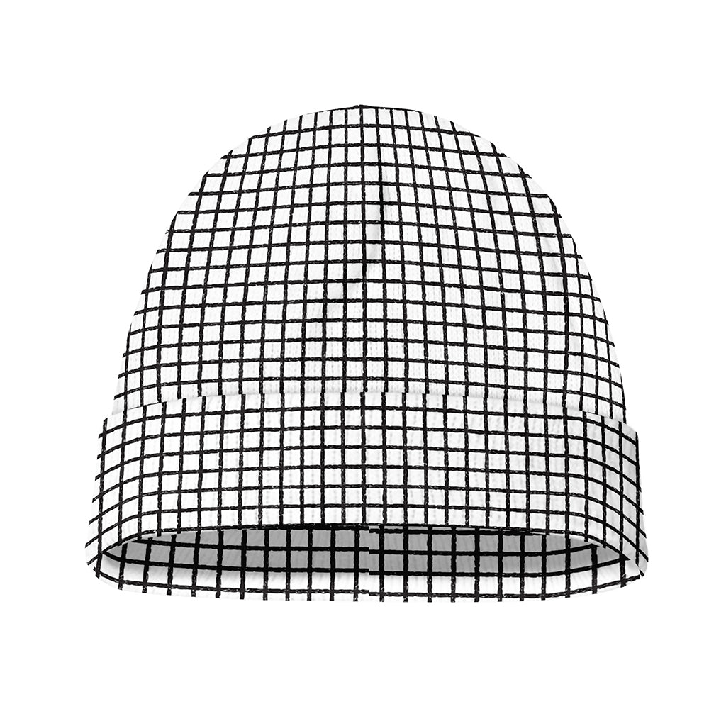 Doodle Windowpane Pattern Print Beanie