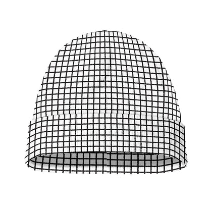 Doodle Windowpane Pattern Print Beanie