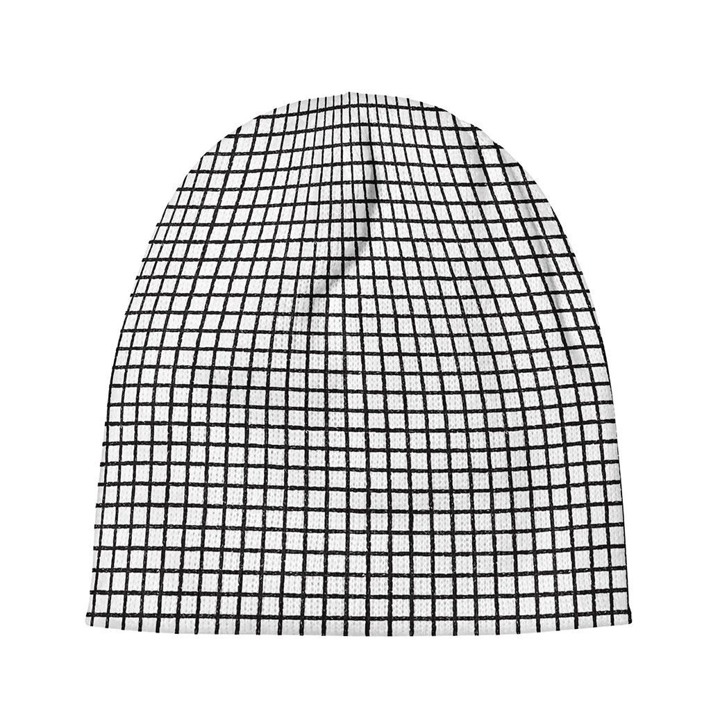 Doodle Windowpane Pattern Print Beanie