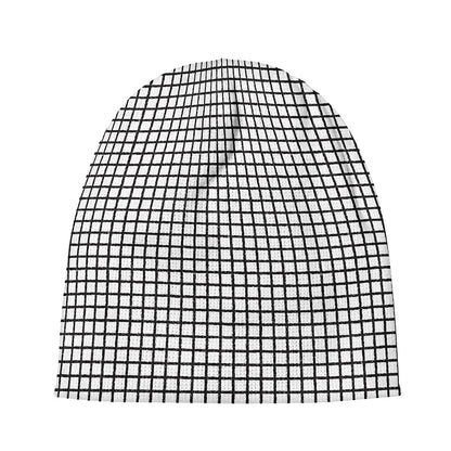 Doodle Windowpane Pattern Print Beanie