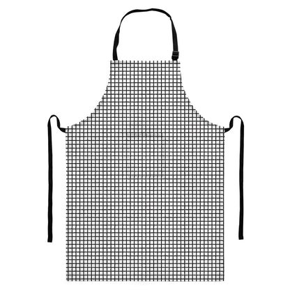 Doodle Windowpane Pattern Print Bib Apron With Pocket
