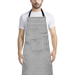 Doodle Windowpane Pattern Print Bib Apron With Pocket