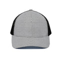 Doodle Windowpane Pattern Print Black Mesh Trucker Hat