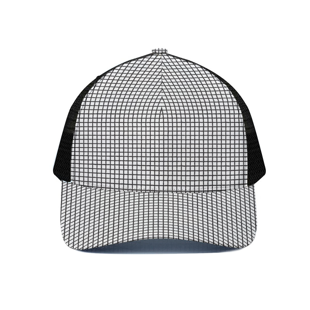 Doodle Windowpane Pattern Print Black Mesh Trucker Cap