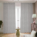 Doodle Windowpane Pattern Print Dimout Pencil Pleat Curtains