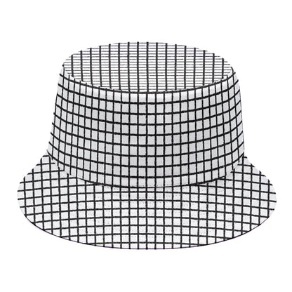 Doodle Windowpane Pattern Print Bucket Hat