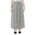 Doodle Windowpane Pattern Print Chiffon Maxi Skirt