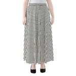 Doodle Windowpane Pattern Print Chiffon Maxi Skirt