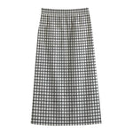 Doodle Windowpane Pattern Print Cotton Front Slit Maxi Skirt